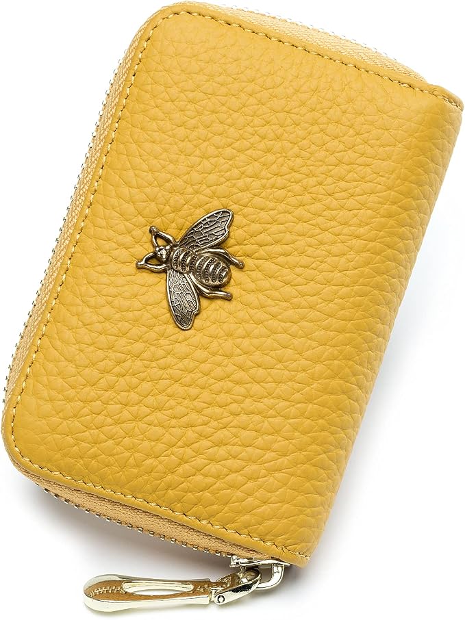 imeetu RFID Credit Card Holder, Small Card Wallet Women, Leather Card Case | Genuine Leather Women's Card & id Cases, Change Coin Purse with Zipper Keychain id Window, 20 Colors & 3 Styles, Daily, Gifts by imeetu