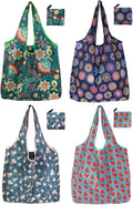 Tote Bag, 4 Pack 50Lbs Reusable Grocery Bags Gift For Women, Bulk Foldable Shopping Totes With Handles, Stylish Large Boho Tote Bags, Portable Market Cloth Storage Bags, Lightweight Heavy Duty by NewOpportunityInLivingKindly
