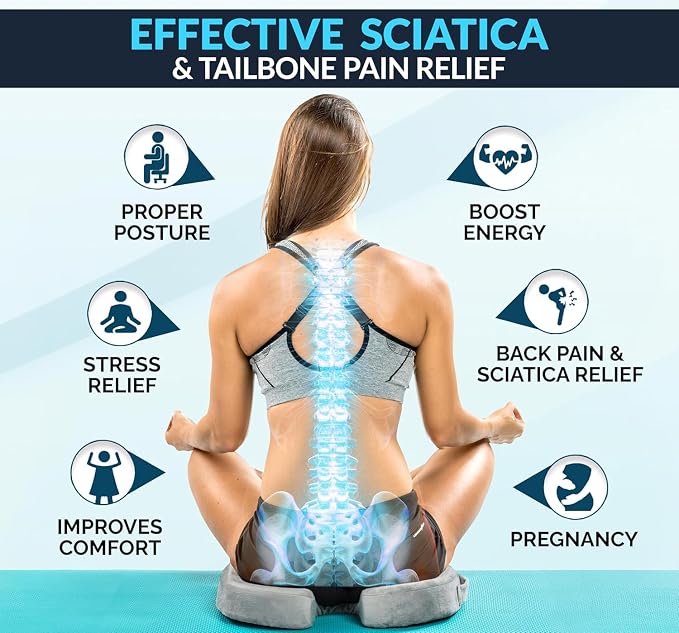 ComfiLife Doctor Recommended Seat Cushion - Premium Gel & Memory Foam Office Chair, Car Seat, Lifting Cushion - Chair Cushions for Back & Sciatica Relief - Seat Cushions for Office & Desk (Gray) - Image 8