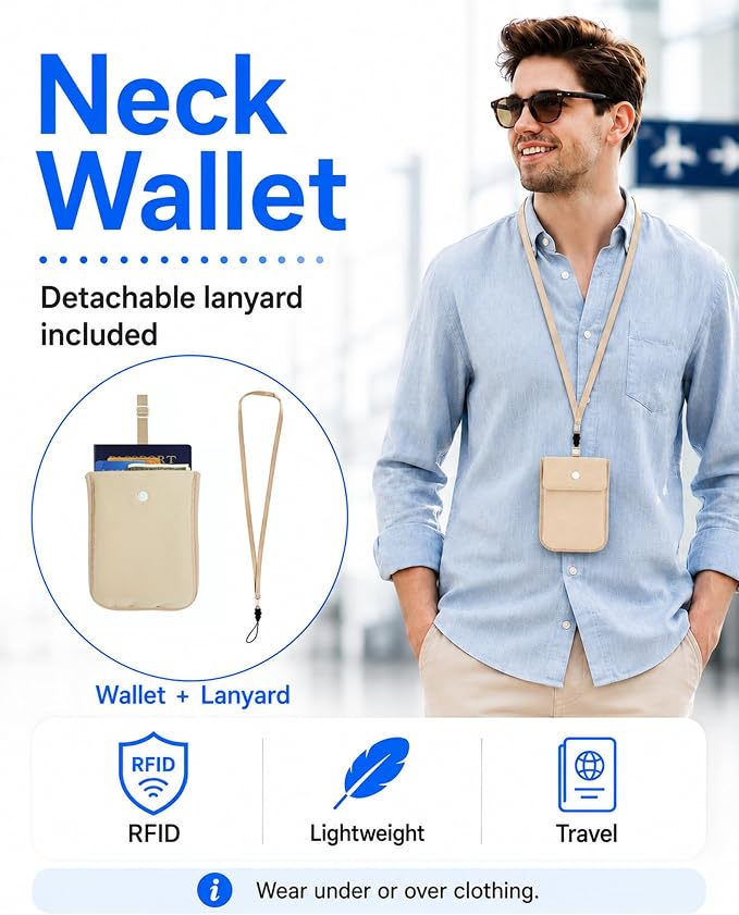 RFID-Blocking Travel Bra Wallet, Hidden Money Pouch with Elastic Strap | Ideal Secret Pocket to Protect Your Passport, Credit Cards, Cash and Valuables Under-Clothes, Nude, Bamneat - Image 6