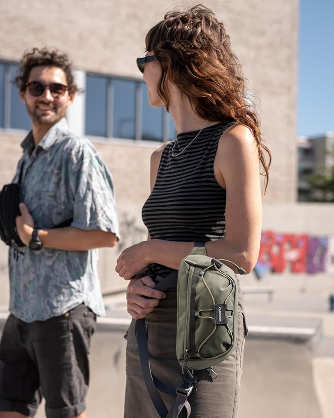 WATERFLY Small Fanny Pack RFID Blocking Travel Hiking Crossbody Waist Bag | Anti-theft design, Water resistant, Lockable zipper, Hidden rear pocket, Lightweight hip belt bag, EDC Running, Cycling, Gym - Image 2