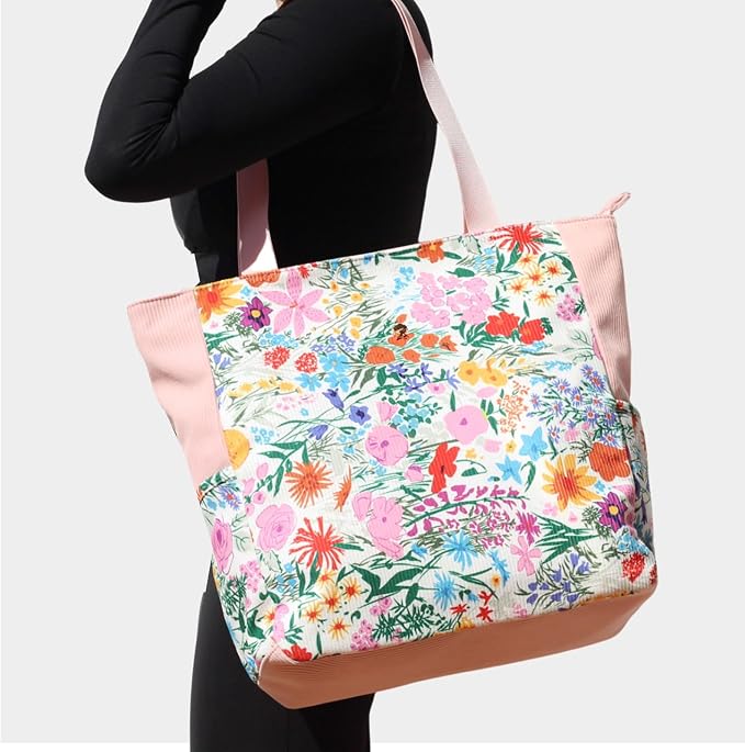 ESVAN Original Floral Water Resistant Large Tote Bag Shoulder Bag for Gym Beach Travel Daily Bags Upgraded - Image 2
