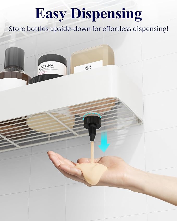 Kitsure Shower Caddy Adhesive, Stylish Shower Organizer, XX-Large, White | 2 Pack Shower Shelf for Inside Shower, 100% Rustproof Metal Shelves, No-Drill Bathroom Organizers and Storage - Image 6