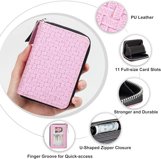 Credit Card Wallet, RFID Card Case Wallet, Zipper Card Cases Holder for Men Women, RFID Blocking, KeyChain Wallet, Compact Size Card Organizer Case for Women - Image 5