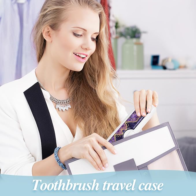 Toothbrush Travel Case - Colorful Pattern, Holder and Covers for Toothbrushes, Includes Tongue Scraper Case - Image 7