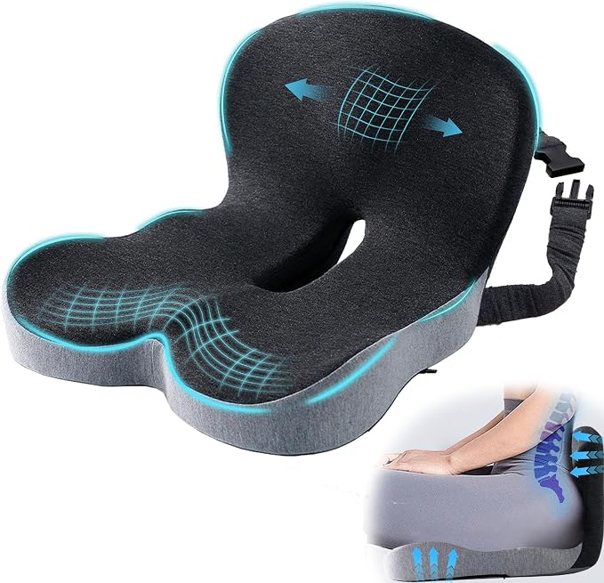 Seat Cushion with Lumbar Support Pillow, Back and Seat Cushion for Office | Ergonomic L-Shaped Car Seat Cushion for Cars, Wheelchairs, Truck Seat Cushion for Sciatica & Lower Back Pain Relief by MosxoedEnjoyLife