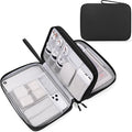 FYY Electronic Organizer, Travel Tech Pouch Bag, Extra Large, Black | Wrist Strap, Waterproof, Double Layers Electronics Travel Case for iPad, Cord, Laptop Charger, Daily and Business Trips Use by FYY