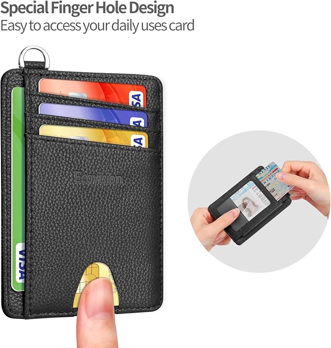 Slim Minimalist Front Pocket Wallet, RFID Blocking Credit Card Holder Wallet with Detachable D-Shackle for Men Women - Image 5