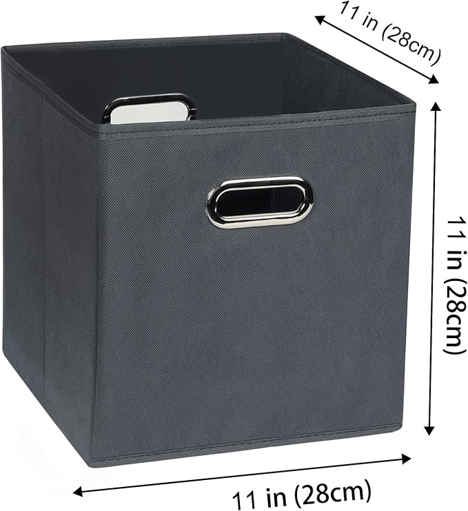 Fabric storage bins Cubes, Fabric Cube Organizer with Handle, Foldable Cube Bins for Cloth or Accessary Storage, 11x11x11, Set of 8, (Gray) - Image 2