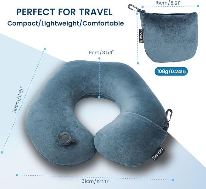 Keemall Portable Inflatable Travel Neck Pillow for Airplane, Car & Office | Compact Blow-Up U-Shaped Neck &Shoulder Support with Washable Pillowcase, Ideal for Plane, Train, Home Relaxation&Office Naps - Image 8