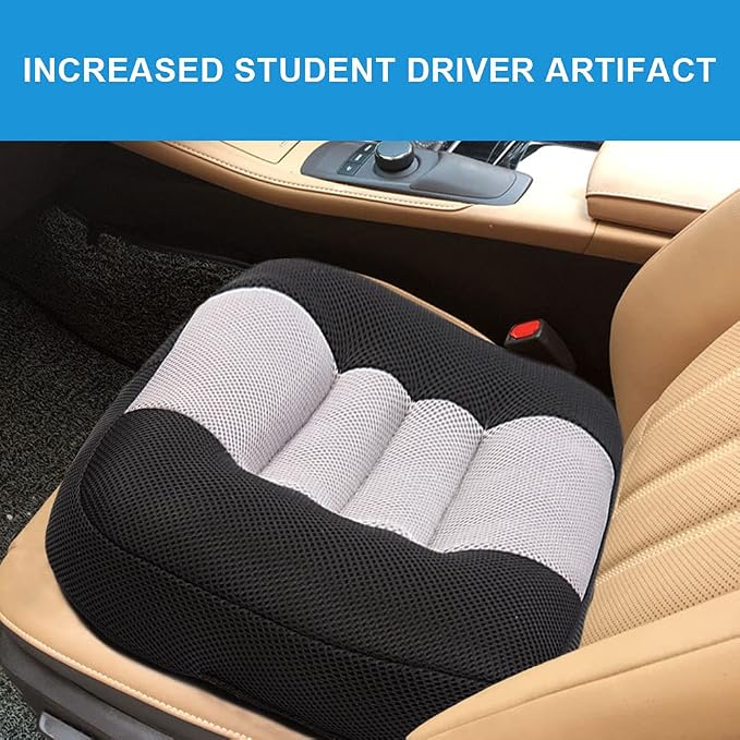 Srutirbo Car Booster Seat Cushion Raise The Height for Short People Driving Hip (Tailbone) and Lower Cack Fatigue Relief Suitable for Trucks, Cars, SUVs, Office Chairs, Wheelchairs (Black and Gray) - Image 5