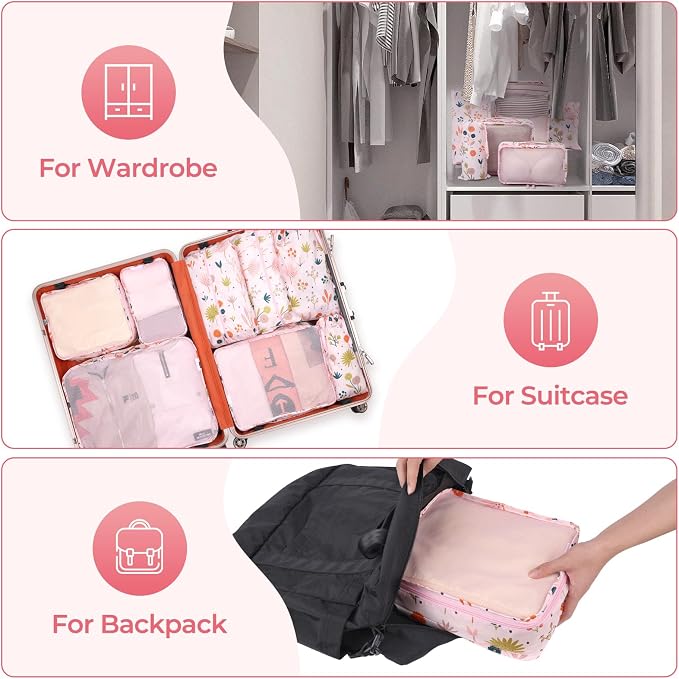 MissBoy Packing Cubes for Kids, 8 Pcs Set of Packing Cubes for Carry on Suitcase Organizer Bags, Kids Packing Cube, Waterproof Travel Essentials for Girls and Boys | Kids Compression Packing Cubes, Breathable Material Space Saving Waterproof Various Si... - Image 5