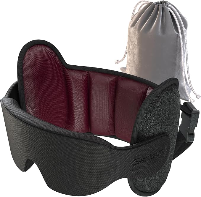 SARISUN Airplane Travel Pillow for Different Heights, Stable Head Support | Adjustable Airplane Pillow fits Travelers (4'7" to 6'4"), Attache to Seat Headrest, 360° Support on Long Flight, Brown Red by SARISUN
