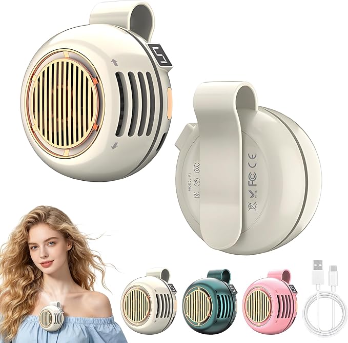Portable Silent Mini Bladeless Fan Clip On, Mini USB Rechargeable 360° Rotatable Fan, 2026 New Adjustable 3-Speed Suspended Whirlwind Cooler Fans for Outdoor & Travel & Office (White) by Linyuant