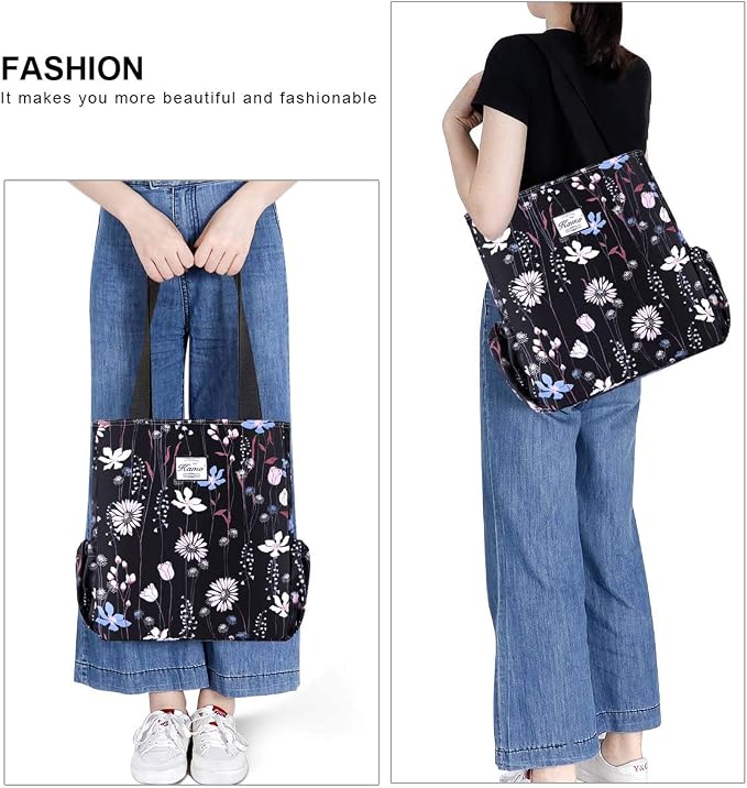 KAMO Floral Tote Bag - Waterproof Lightweight Handbags Travel Shoulder Bag for Hiking Yoga Gym Swimming Travel Beach - Image 7