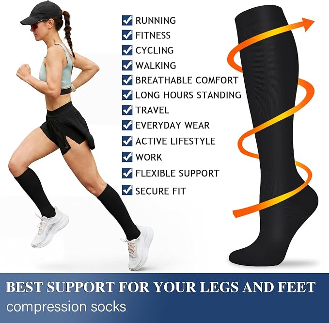 Sooverki Compression Socks for Women and Men Circulation (3/4 Pairs) is Best Support for Running Athletic Cycling Hiking - Image 6