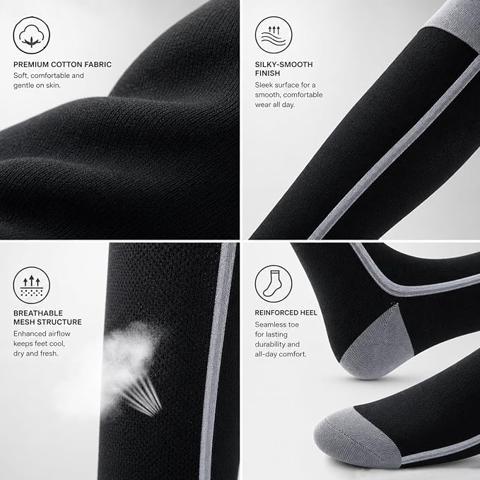 2 Pairs Compression Socks for Women & Men Knee High Nurse Pregnant Cute Medical Running Travel Athletic - Image 3