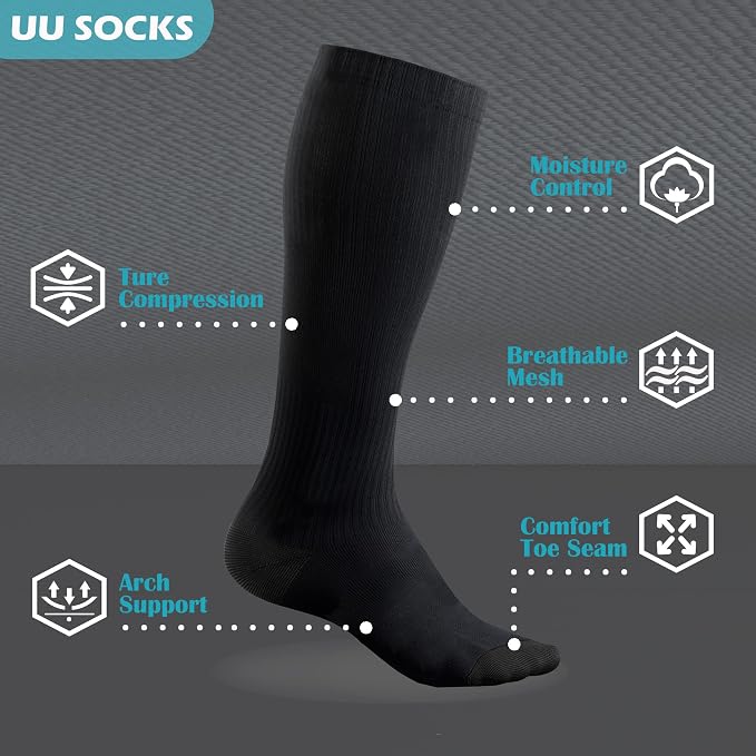 Medical Compression Socks for Women and Men 3 Pairs 20-30 mmHg Knee High Christmas Compression Stockings Circulation Best for Running Athletic Nurses - Image 2