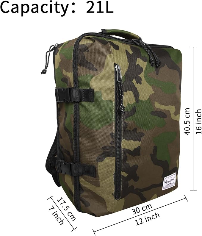 Underseat Carry-On Backpack Luggage Lightweight Casual Laptop Backpack MacBook Pro 16 Travel Gym Sport Daypack 21L, Green Camo - Image 7