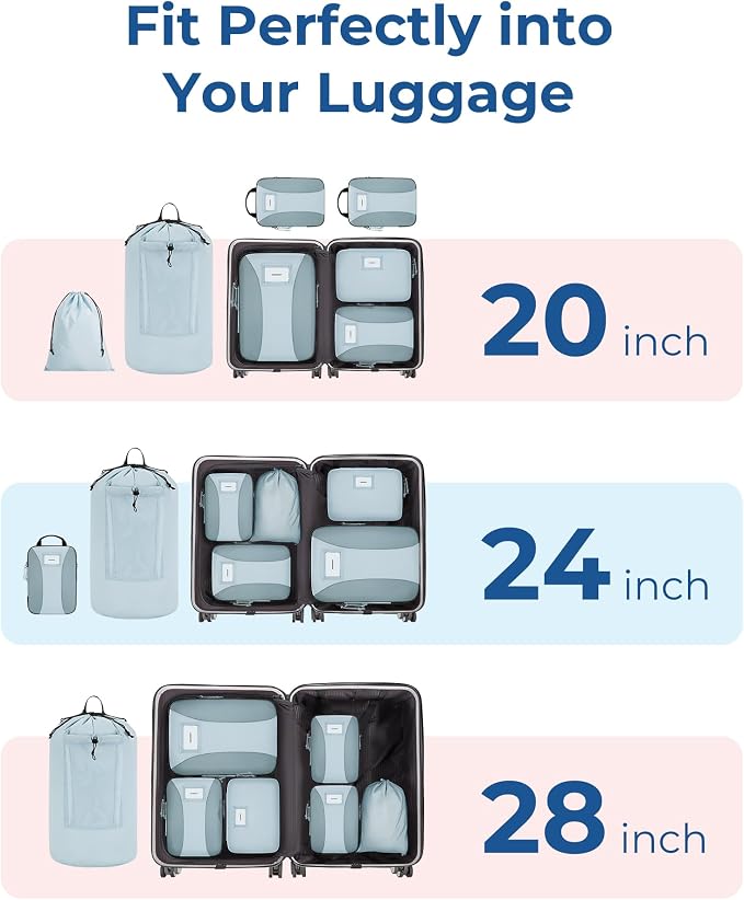 BAGSMART Compression Packing Cubes, 6 PCS Packing Cubes for Suitcases, Travel Bags Organizer for Luggage, Lightweight Packing Cube for Travel Essentials - Image 5