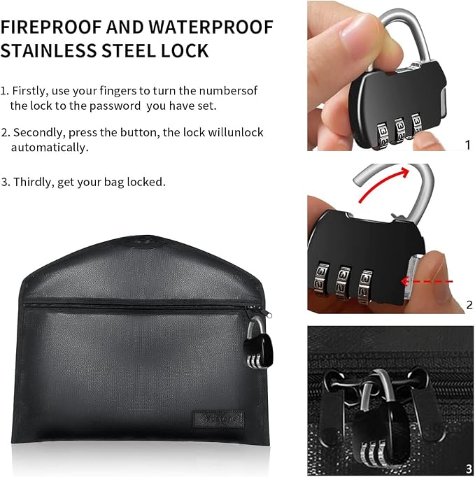 Sdstone Hanger Diversion Fireproof & Waterproof Safe with Lock & Small Fireproof Bag, Secret Safe for Money&Jewelry, Under Clothes with Hidden Compartment to Hide Items for Home or Travel Safe,2 Pack - Image 4