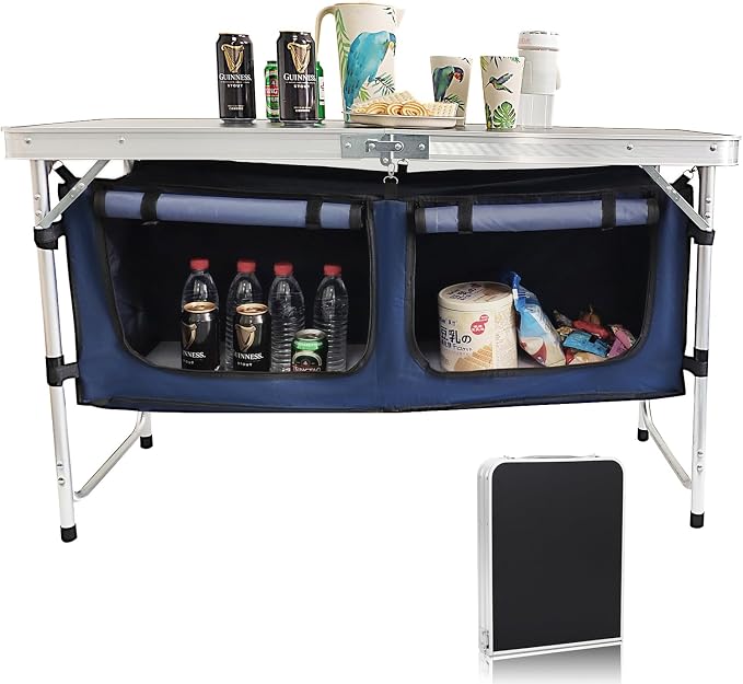 Camp Field Camping Folding Aluminum Table with Adjustable Legs for Outdoor Travel Beach, Backyards, BBQ, Party and Picnic Foldable Table by CampField