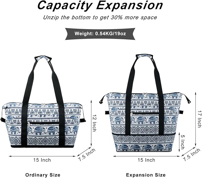 Expandable Duffel Bag for Women with Trolley Sleeve/Wet Pocket Weekender Travel Tote Large Carry On Overnight Luggage - Image 3