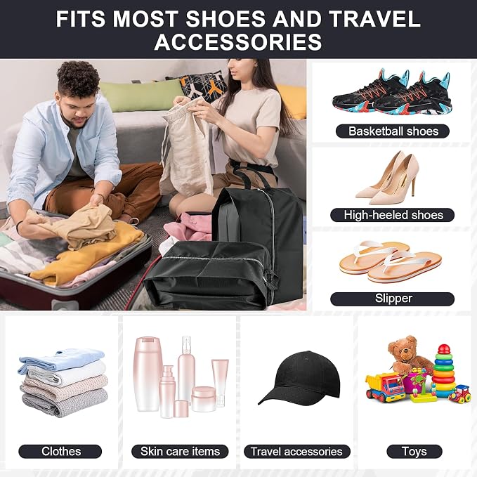 Shoe Bags for Travel, 6 Pack Extra Durable Travel Shoe Bags for Storage and Packing, Reusable Water-proof Shoe Bag with Smooth Zipper, Portable Travel Essentials - Image 5