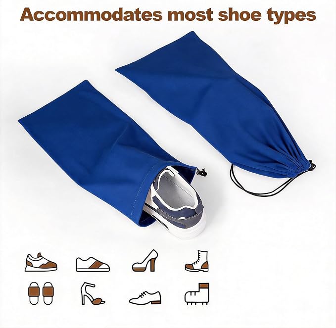 10 Pcs Single Shoe Bags for Travel, Dustproof Drawstring Travel Shoe Bag | 18"X9"shoe travel bag for Packing, Shoe Bag storage Sneaker Travel Bags, Washable Reusable dust bags for Handbags Shoes Toys - Image 3
