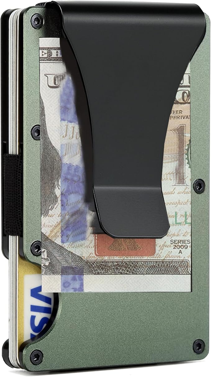 Slim Wallet for Men,RFID Blocking Minimalist Metal Wallet, Money Clip/Cash Holder, Front Pocket Aluminum Credit Card Holder, Ideal Gift for Men,Matte Green - Image 6