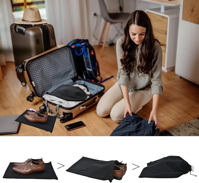 GONGKANGYUAN 2 Pack Shoe Bags for Travel Flannel Single Shoe Pouch with Drawstring for Men Women Travel Protecting Storing Shoes - Image 5