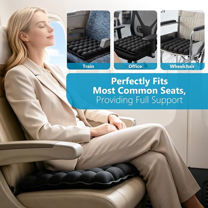 Sondour Travel Cushion, Airplane seat Cushion for Long Flights, Press Type Air Inflatable, 36 Airbags, Portable and Ergonomically Designed Cushions, Inflatable Cushion for Wheelchair, Travel,Driving - Image 7