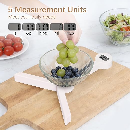 Folding Food Scale, Digital Kitchen Scale, Portable Food Scale Travel Scale for Food, Collapsible Mini Pocket Scale Grams and Ounces, Ideal for Diet Calorie Control Compact Kitchen (White) - Image 4