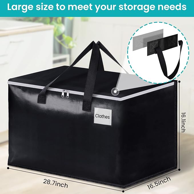 Extra Large Heavy Duty Moving Bags, 125L Packing Bags, 2 Pack | Storage bags with carrying handles serve as space-saving moving supplies and reusable totes for storage, camping and travel - Image 2