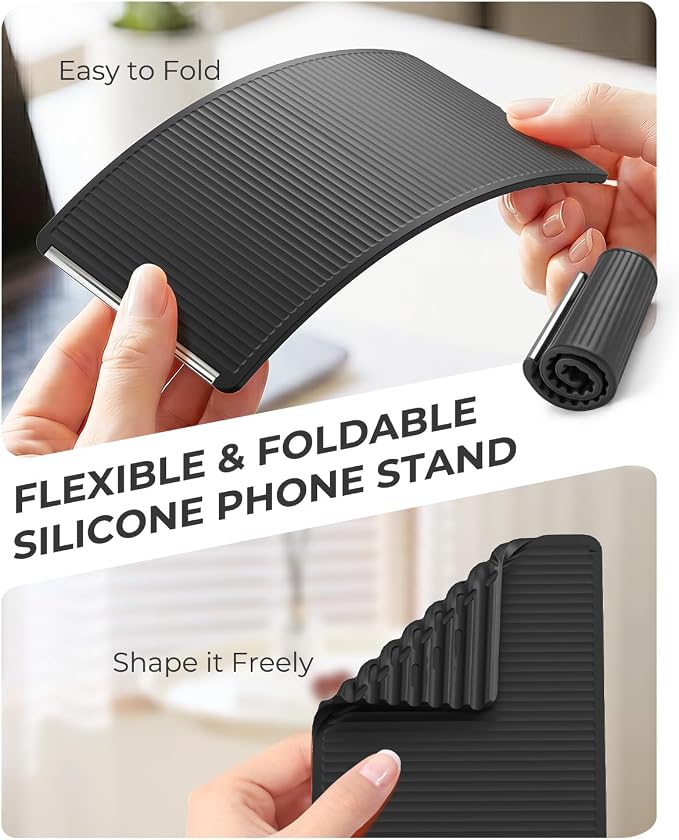 2026 Airplane Phone Holder, Flexible Silicone Portable Phone Stand | Foldable for Desk Bed Office, Travel Essentials Hands Free Mount for iPhone Tablet Laptop,Anti-Slip & Scratch-Resistant - Image 3