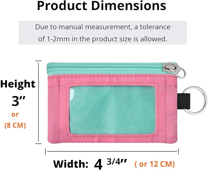 RFID Blocking Travel Wallet with Adjustable Lanyard, Small Nylon Zipper Pouch and Badge Holder for ID, Credit Cards, Cash, Keys, Commuters (Mint Aqua+Pink) - Image 3