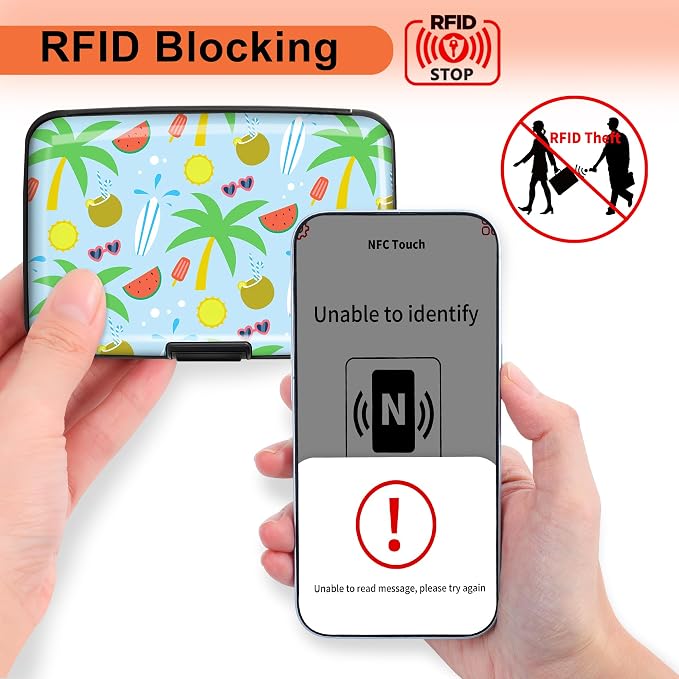 Mayski Credit Card Holder for Women RFID Blocking Wallet, Coconut Breeze | Card Wallets for Women Small Mini Business Metal Accordion Aluminum Alloy Hard Case for Men - Image 2