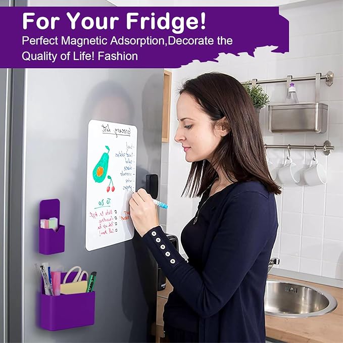 KITANIS Magnetic Pen Holder,2 Pack Magnetic Dry Erase Marker Holder with Generous Compartments,Strong Magnet Storage Marker Pen Pencil Organizer for Refrigerator,Whiteboard,Locker Accessories - Image 6