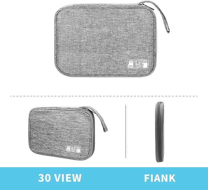 Lcsmaokin Electronics Organizer Travel Case,Electronic Accessories Storage Bag,Portable Waterproof Cable Organizer Bag,with 5 Cable Ties，for Travel,Work-Grey - Image 6