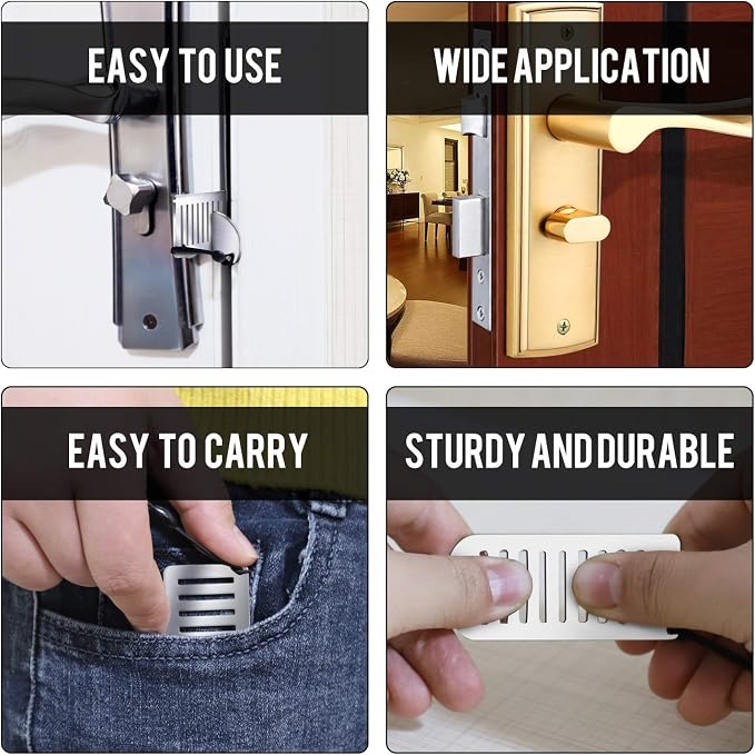 Portable Door Lock for Travel - Improved Travel Hotel Door Lock Apartment Security Device Door Jammer ozozo - Image 3