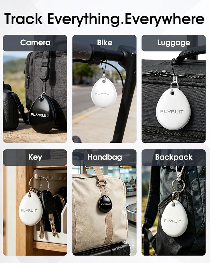 Air Tracker Tags-4 Pack, iOS Only, Apple Find My Certified, Luggage Tracker | Smart Bluetooth Tracking, Key Finder Items Locator for iPhone, Travel Cruise Essentials, Wallet, Backpack, Car, Bike - Image 6