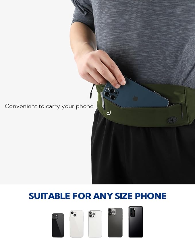 WATERFLY Running Belt Fanny Pack:Phone Holder Belt for Men Women | Lightweight, Soft and breathable fabric,SBS zipper, adjustable waist belt, Zero bounce, Suitable for running workout Fitness - Image 3