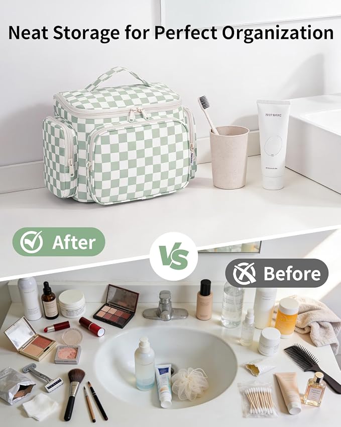 Narwey Hanging Travel Toiletry Bag for Women, Large Makeup Cosmetic Bag | Wide Open, Organized Pocket, Dry Wet Separation, Portable Bathroom Travel Bag for Full Size Toiletries, Vivid Pattern, Gifts - Image 8