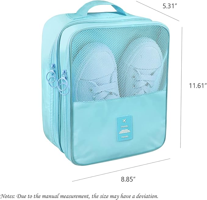 Travel Shoe Bag Waterproof Shoe Organizer Bag Holds 3 Pair of Shoes Shoe Packing Cube for Suitcase Travel and Daily Use Storage Pouch with Handle (Blue) - Image 2
