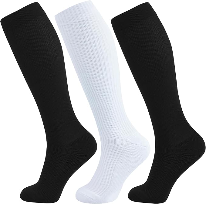+MD 3 Pairs Bamboo Viscose Compression Socks for Women Men 15-20mmHg Knee High Support Stockings for Pregnancy Nurse Travel by MD