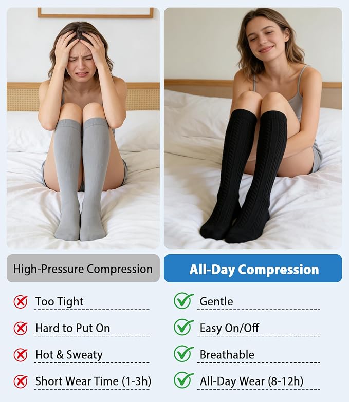 5/6 Pairs Graduated Compression Socks for Women&Men 20-30mmhg Knee High Socks Travel Hiking Running Stocking - Image 3