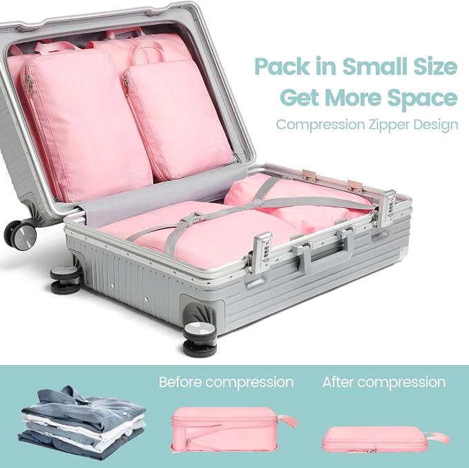 Cambond Compression Packing Cubes for Travel - Luggage Suitcase Organizer | Compression Zip Design for Space-saving, Expandable, Lightweight, Keep Clothes Sorted, Luggage Space Tidy, Carry on Pack Fast - Image 3