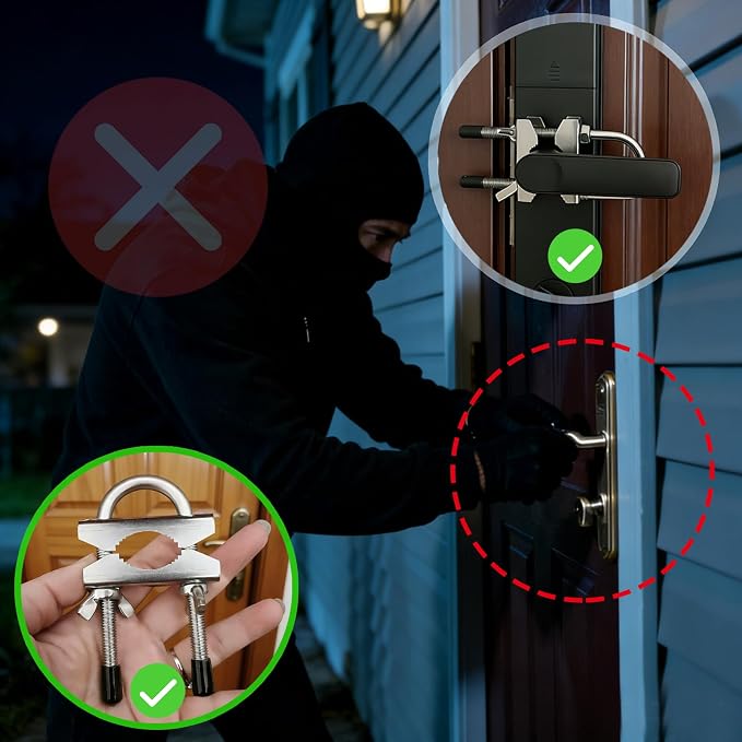 Portable Door Security Locks, Adjustable Heavy Duty Outswing Opening Travel Stainless Steel Safety Device for Hotel Room, Home, Apartment - Image 6