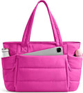 Uselike Tote Bag for Women with Zipper, Quilted Puffer Tote Bag with Compartments, Lightweight Puffy Work Bags for Women by Uselike