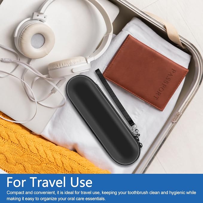 Electric Toothbrush Travel Case for Oral-B Pro/iO | Waterproof EVA Carrying Case with Mesh Pocket & Detachable Wrist Strap Toothbrush Case for Traveling(Black) - Image 5